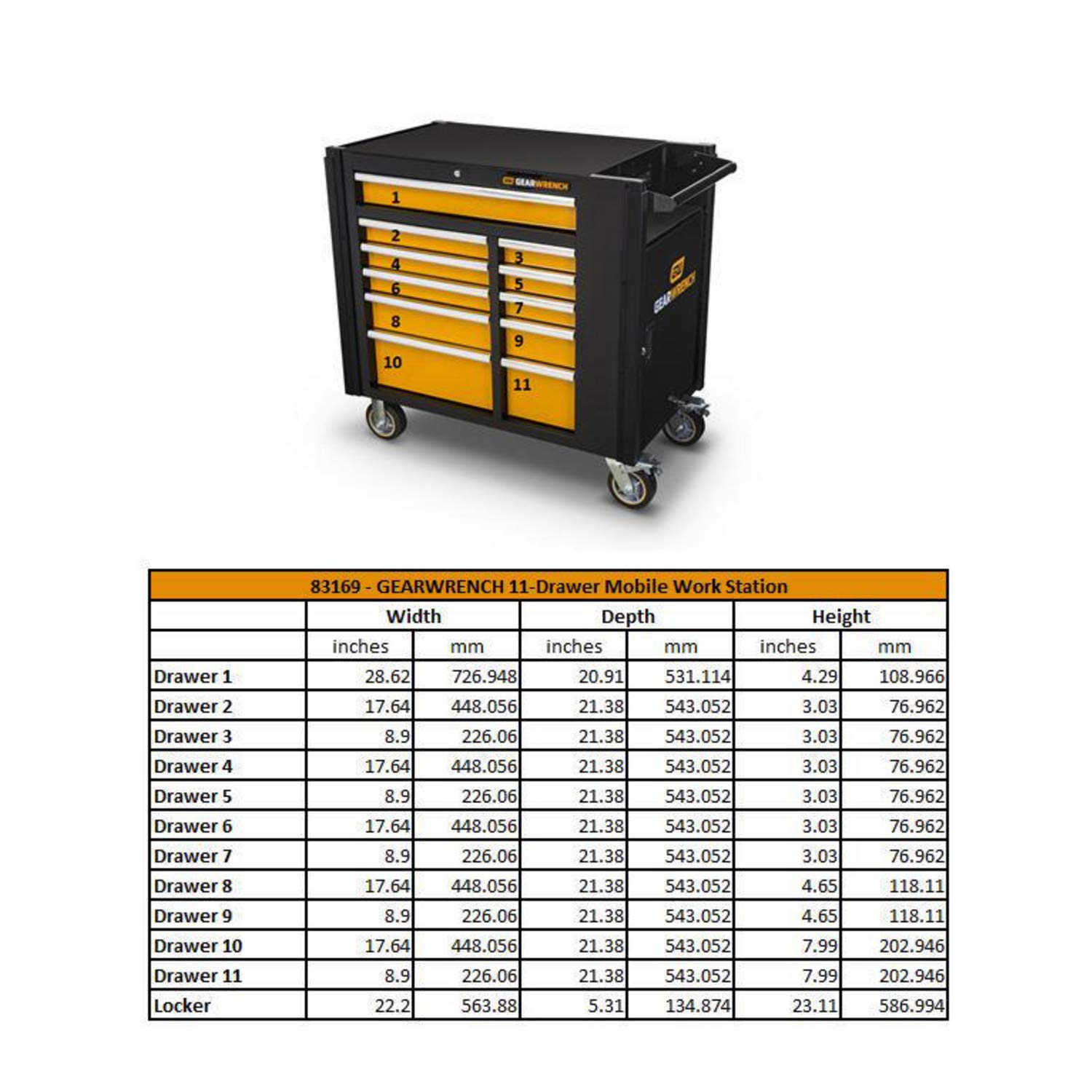 gearwrench-83169-42-inch-11-drawer-mobile-work-station-black-orange-2-000-lb-cap image 5