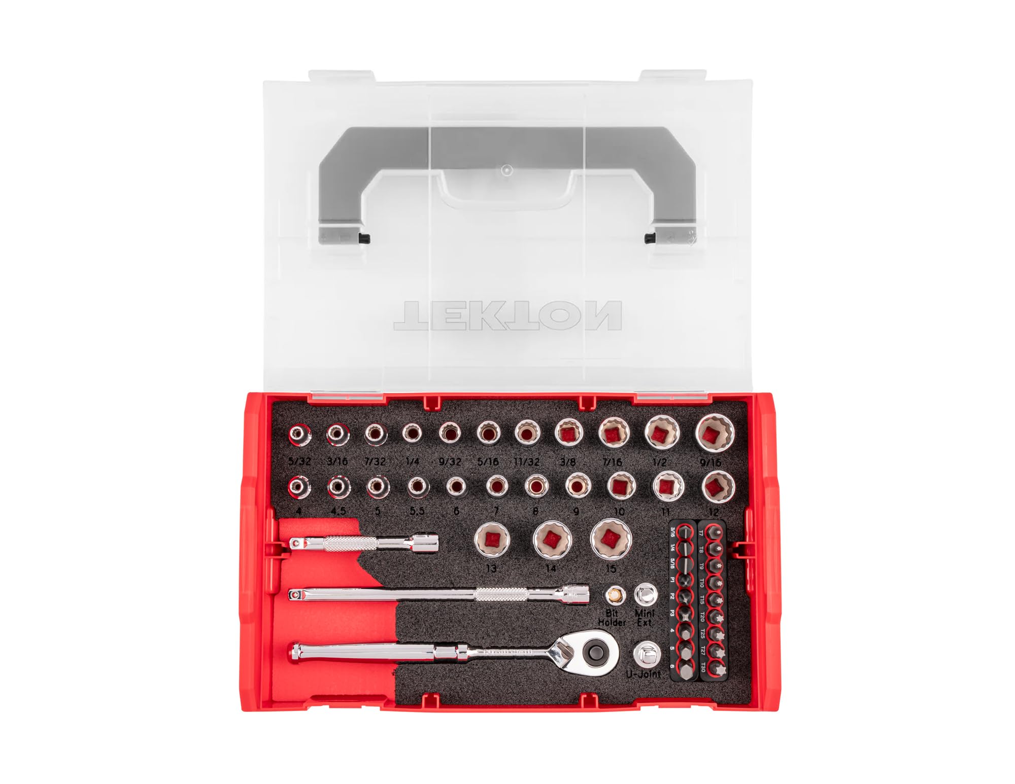 tekton-skt06301-1-4-inch-drive-12-point-socket-bit-and-ratchet-set-49-piece-5-32 image 1