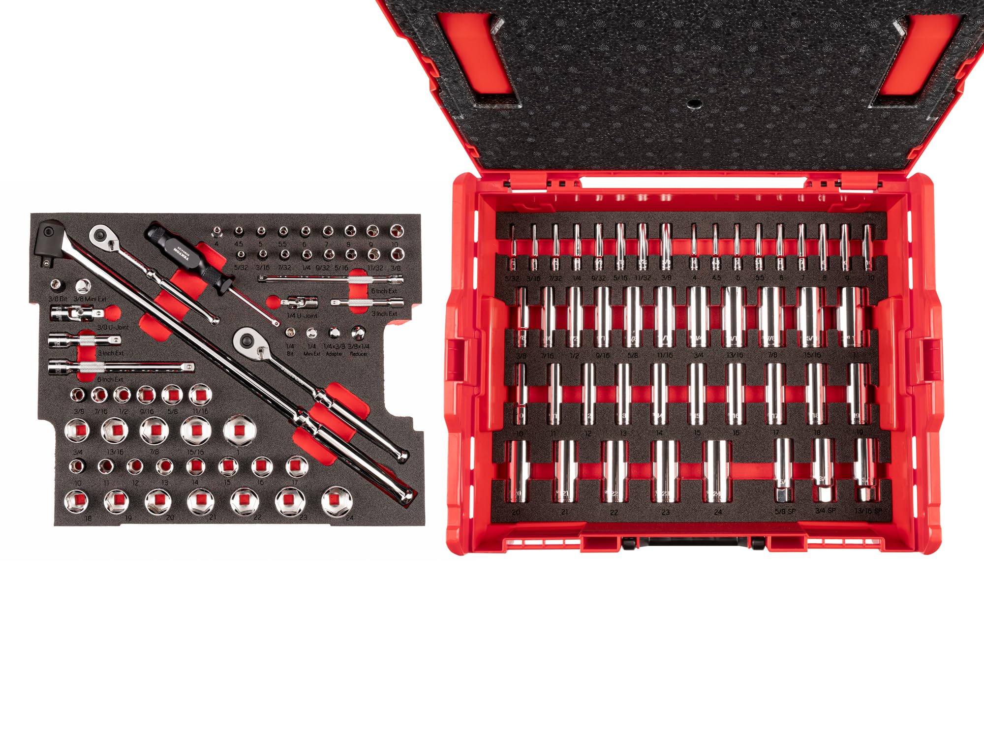 tekton-olb91301-1-4-and-3-8-inch-drive-6-point-socket-ratchet-set-105-piece image 1