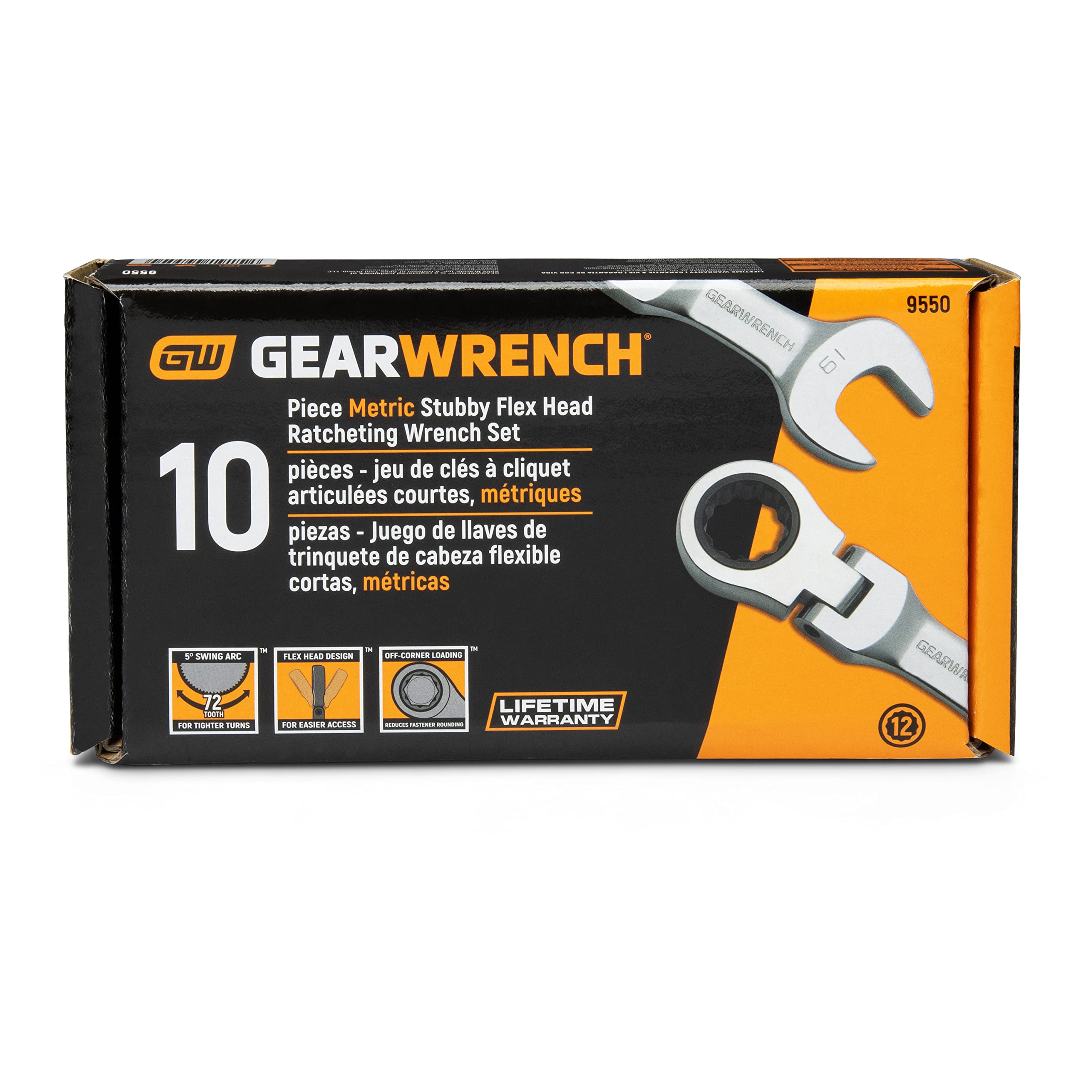 gearwrench-9550-10-pc-12-pt-stubby-flex-head-ratcheting-combination-wrench-set-m image 8