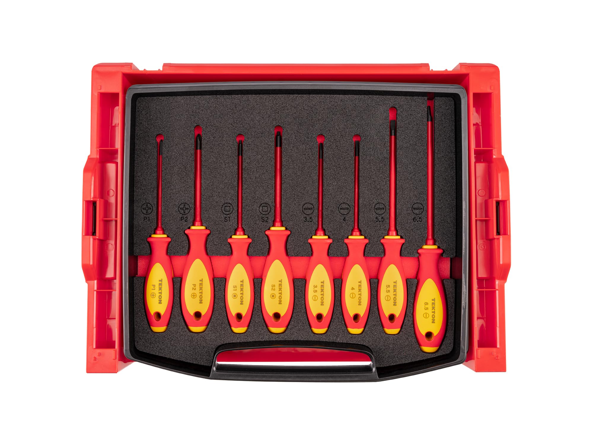 tekton-dvz90600-phillips-slotted-and-square-insulated-screwdriver-set-with-l-box image 1