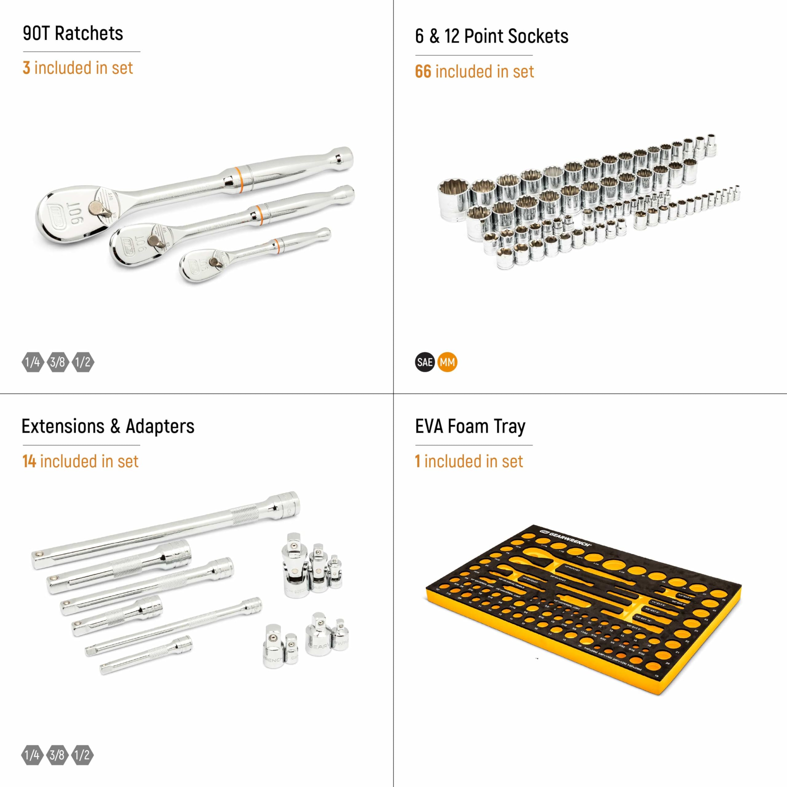gearwrench-86529-83-pc-1-4-3-8-1-2-drive-90-tooth-sae-metric-mechanics-tool-set- image 2