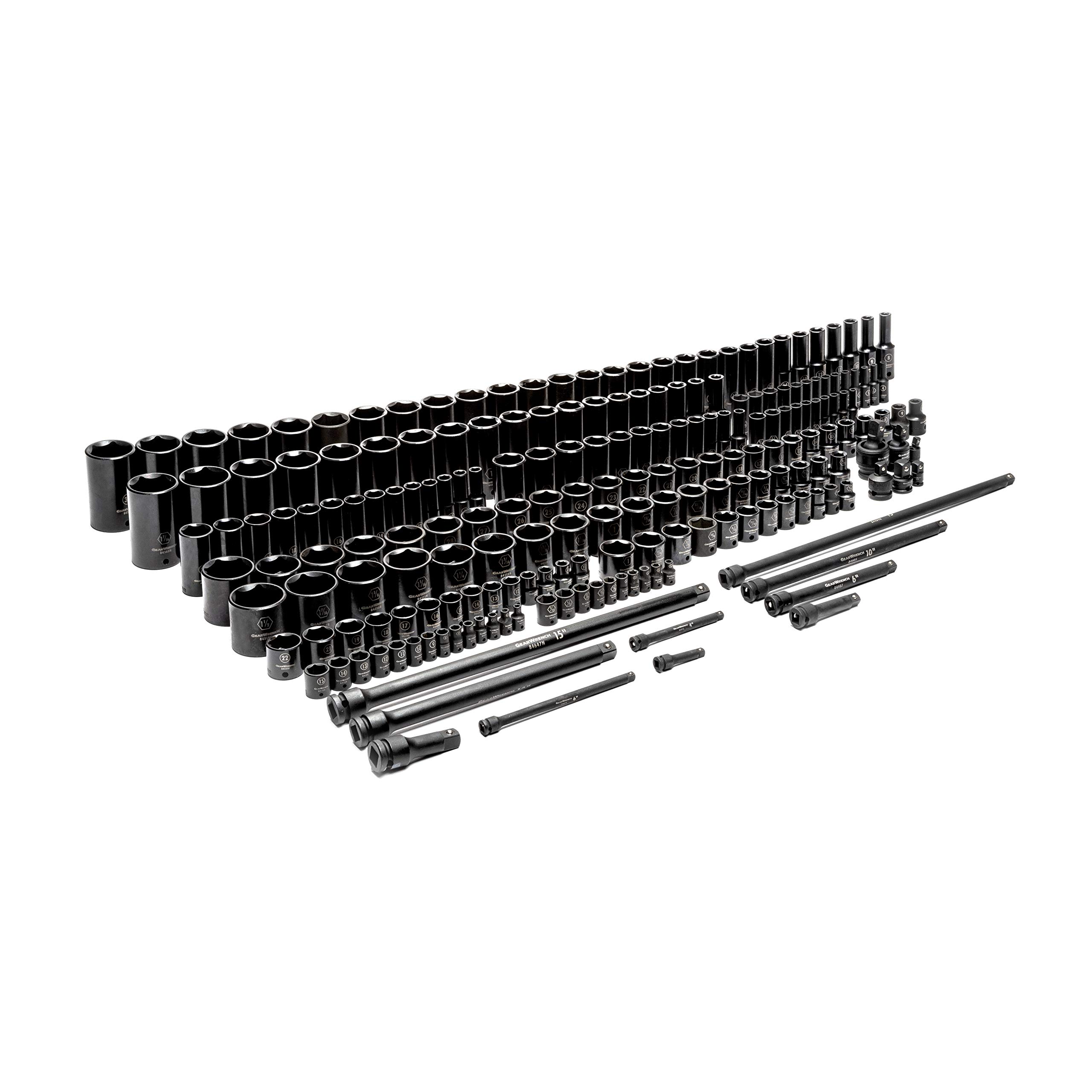gearwrench-89072-209-piece-sae-metric-1-4-3-8-1-2-drive-master-impact-socket-set image 1