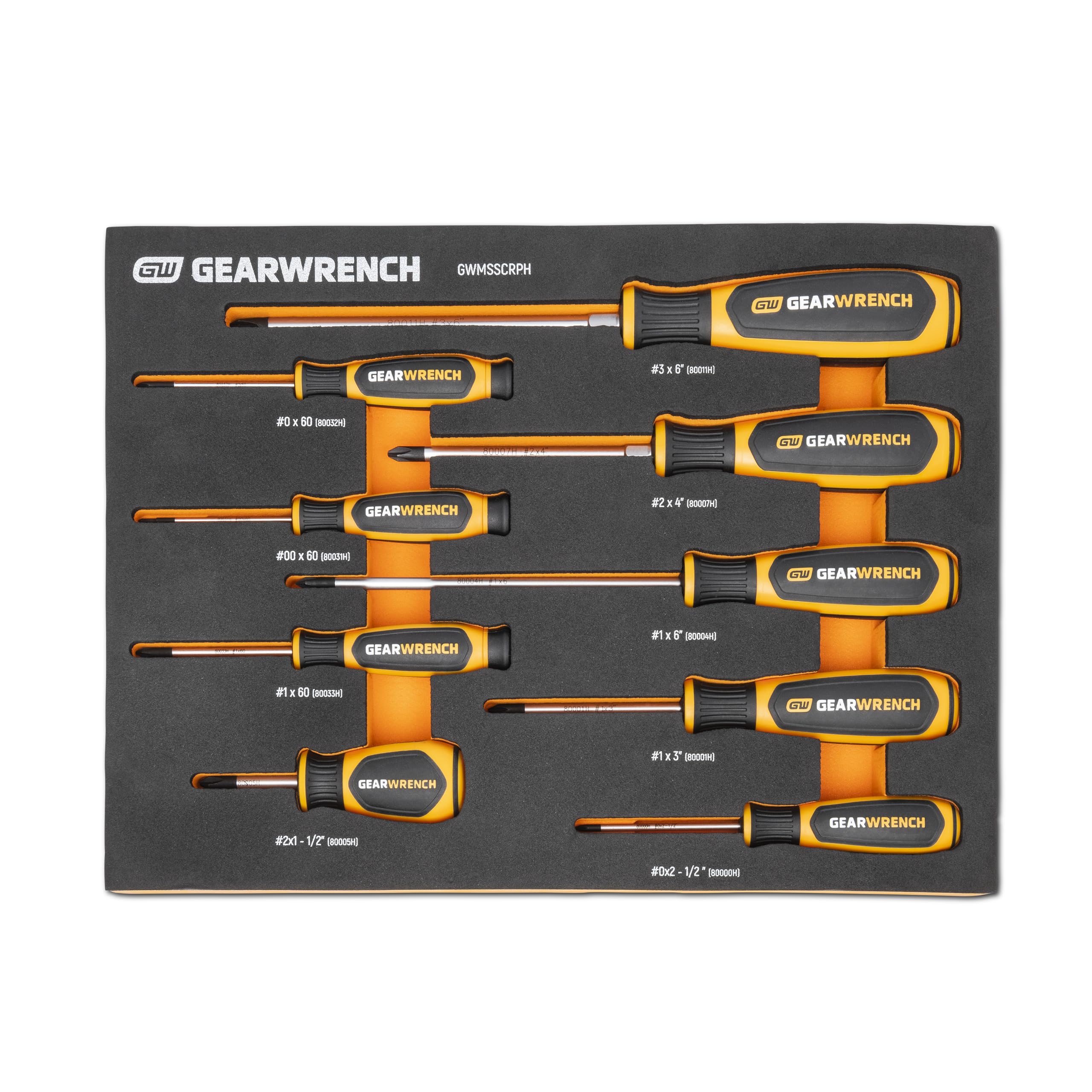 gearwrench-gwmsscrph-9-piece-phillips-dual-material-screwdriver-set-with-foam-st image 1