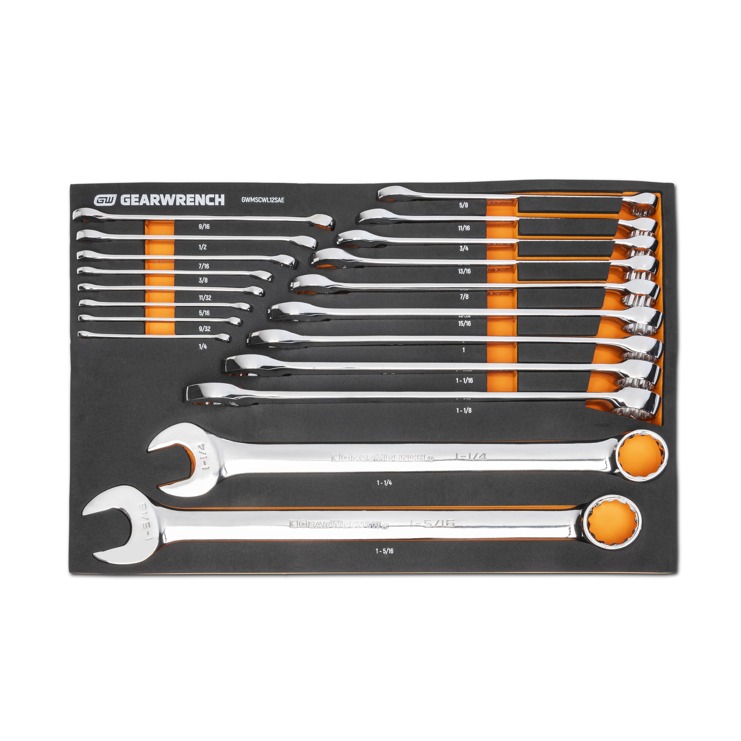 gearwrench-gwmscwl12sae-19-pc-12-pt-long-pattern-sae-combination-wrench-set-in-f image 1