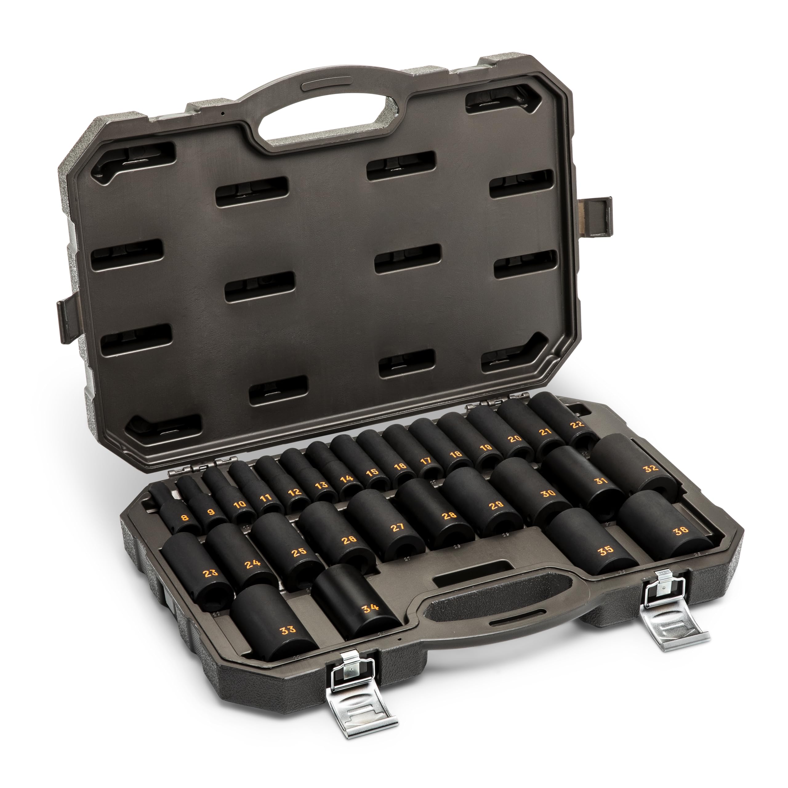 gearwrench-84935h-29-piece-1-2-drive-6-point-metric-hi-viz-deep-impact-socket-se image 1
