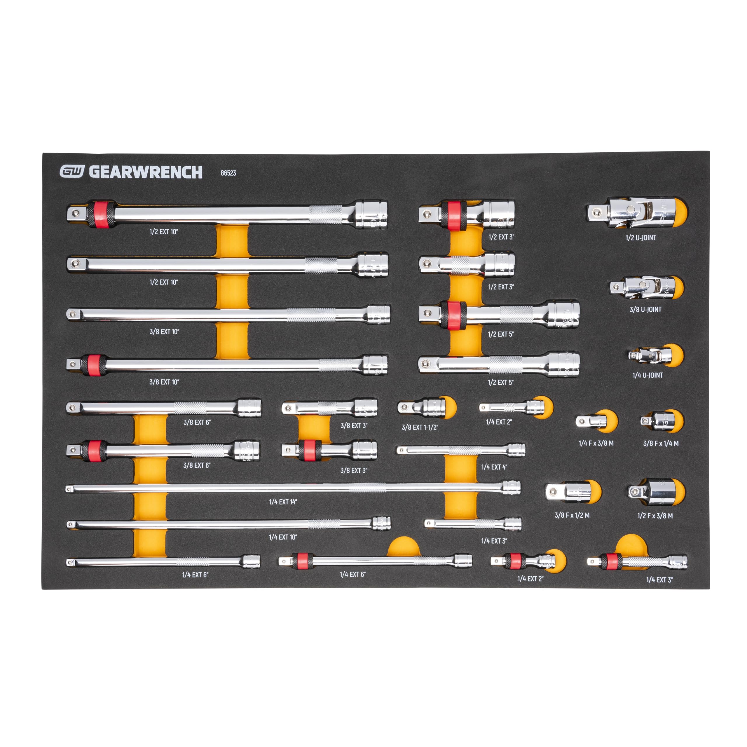 gearwrench-86523-29-pc-1-4-3-8-1-2-drive-chrome-tool-accessories-set-with-eva-fo image 1