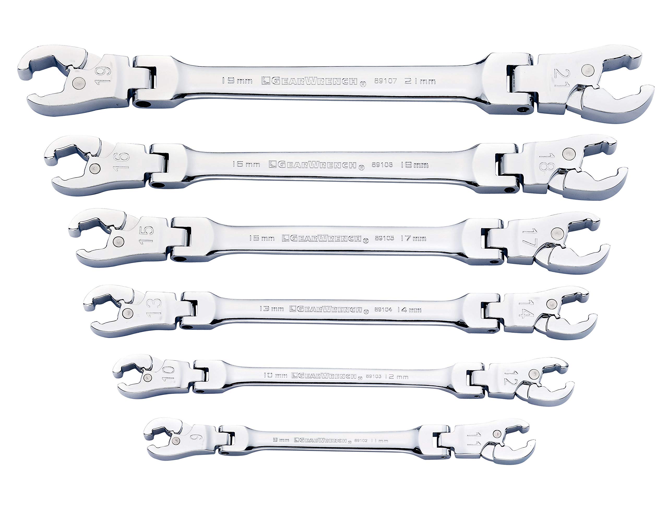 gearwrench-89100-5-pc-ratcheting-flex-head-flare-nut-wrench-set-sae image 5