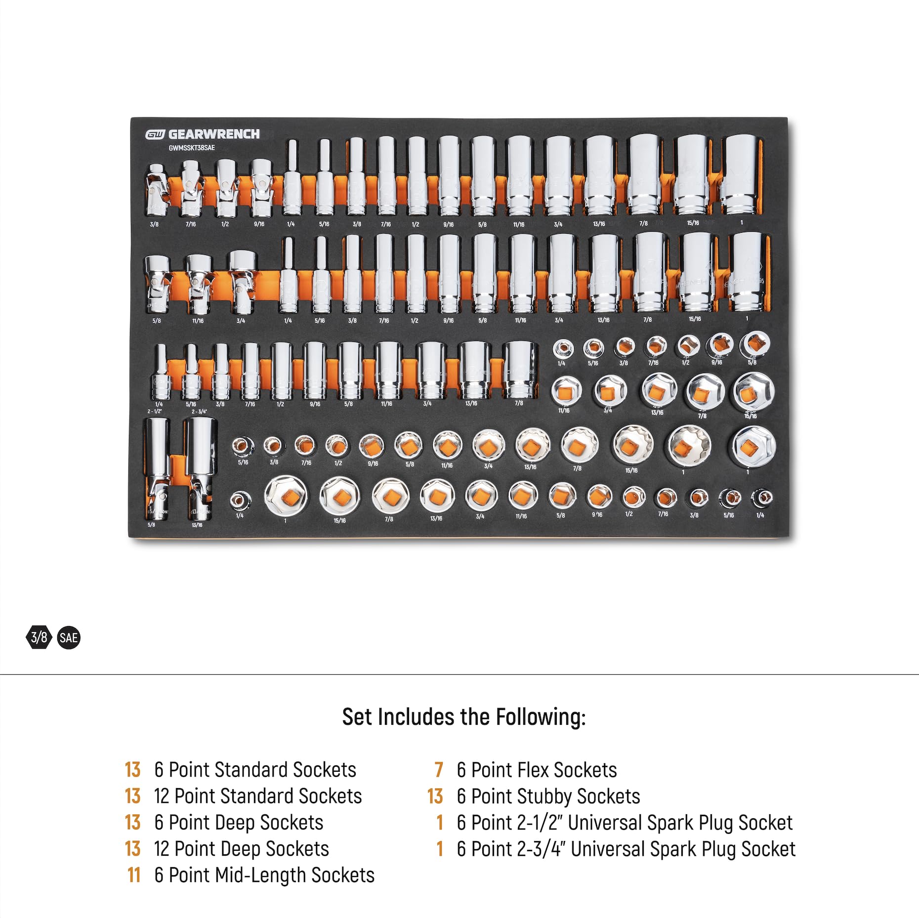 gearwrench-gwmsskt38sae-85-pc-3-8-drive-master-sae-socket-set-in-foam-storage-tr image 6