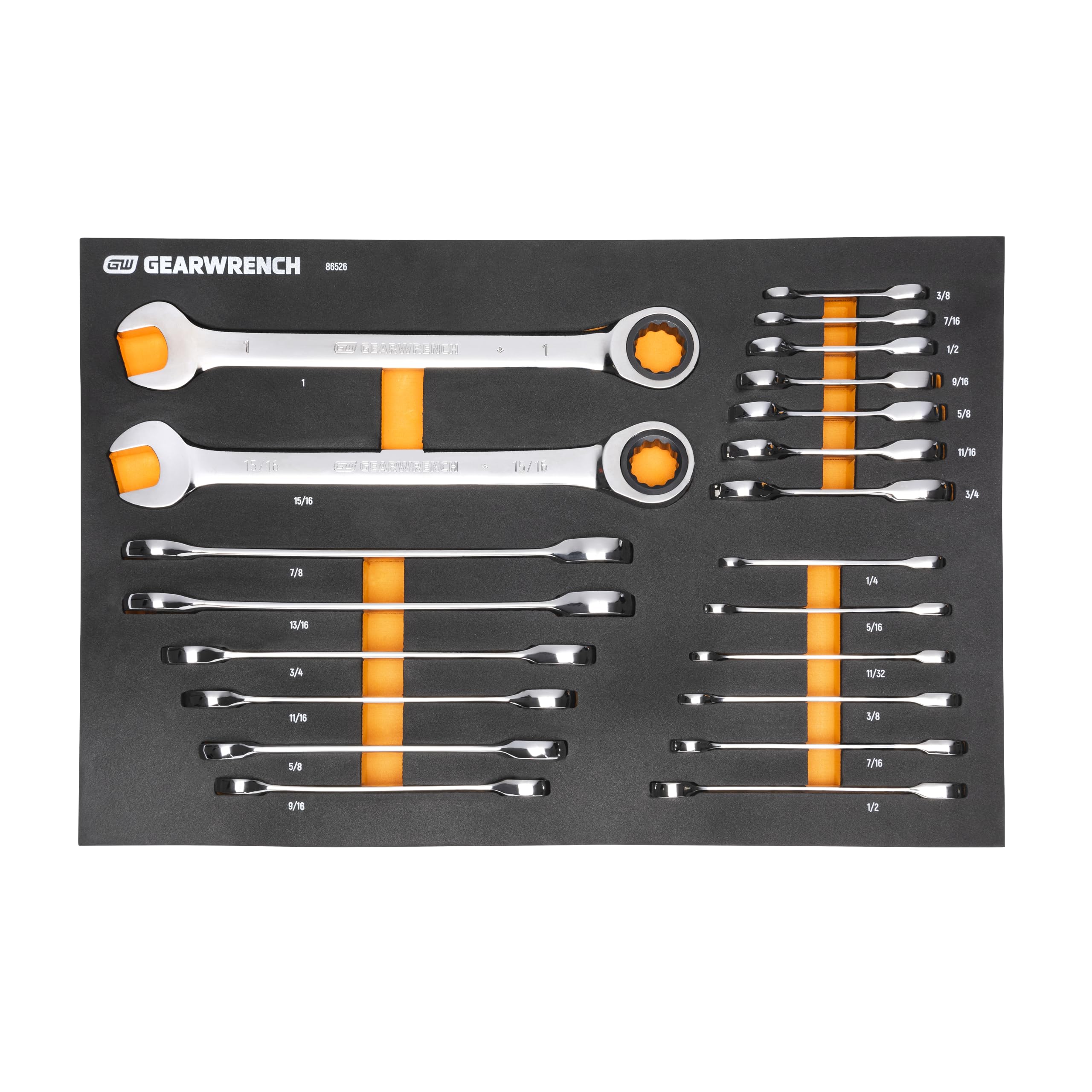 gearwrench-86526-21-piece-72-tooth-sae-standard-stubby-ratcheting-combination-wr image 1