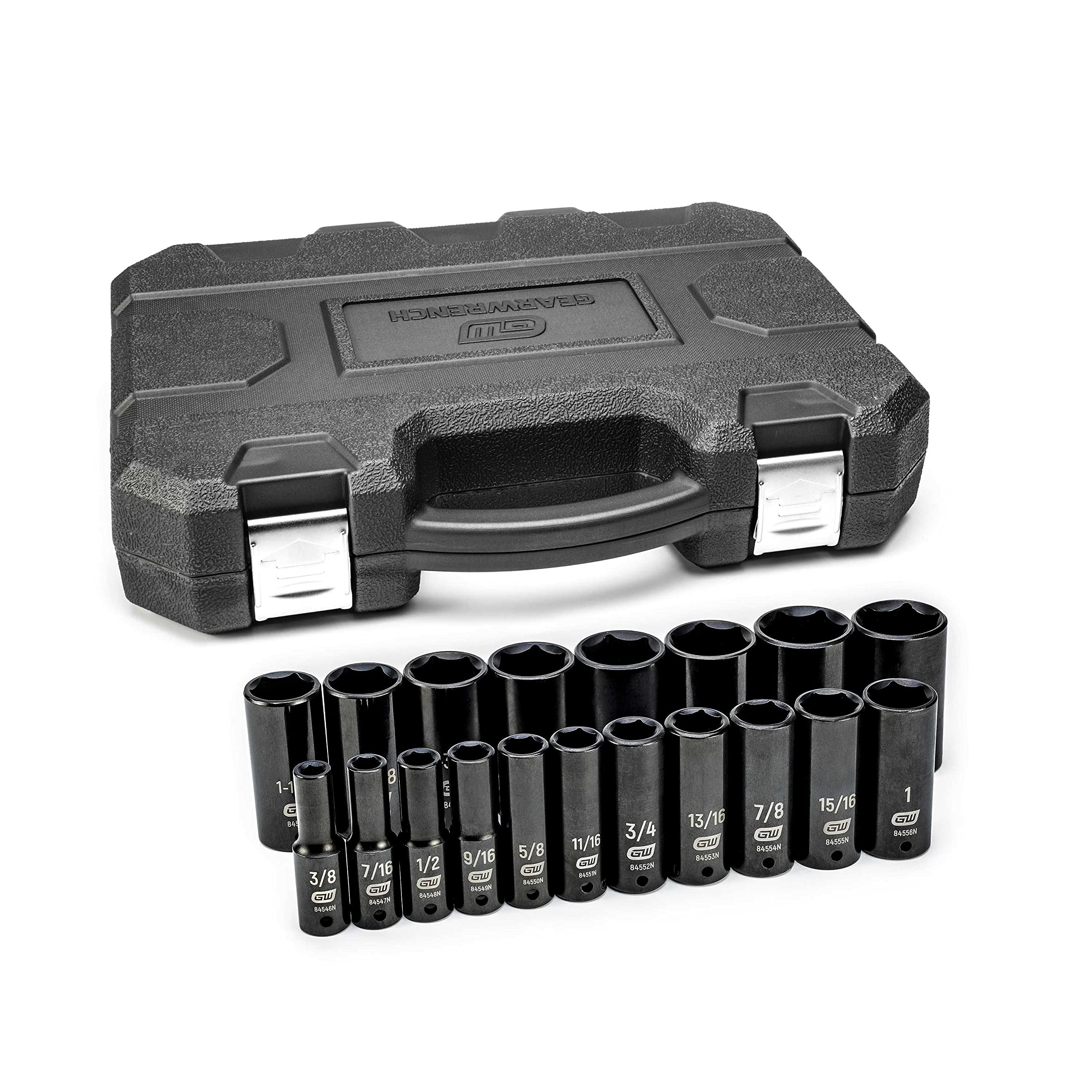 gearwrench-84934n-19-pc-1-2-drive-6-point-deep-impact-socket-set-sae-cr-mo-steel image 1