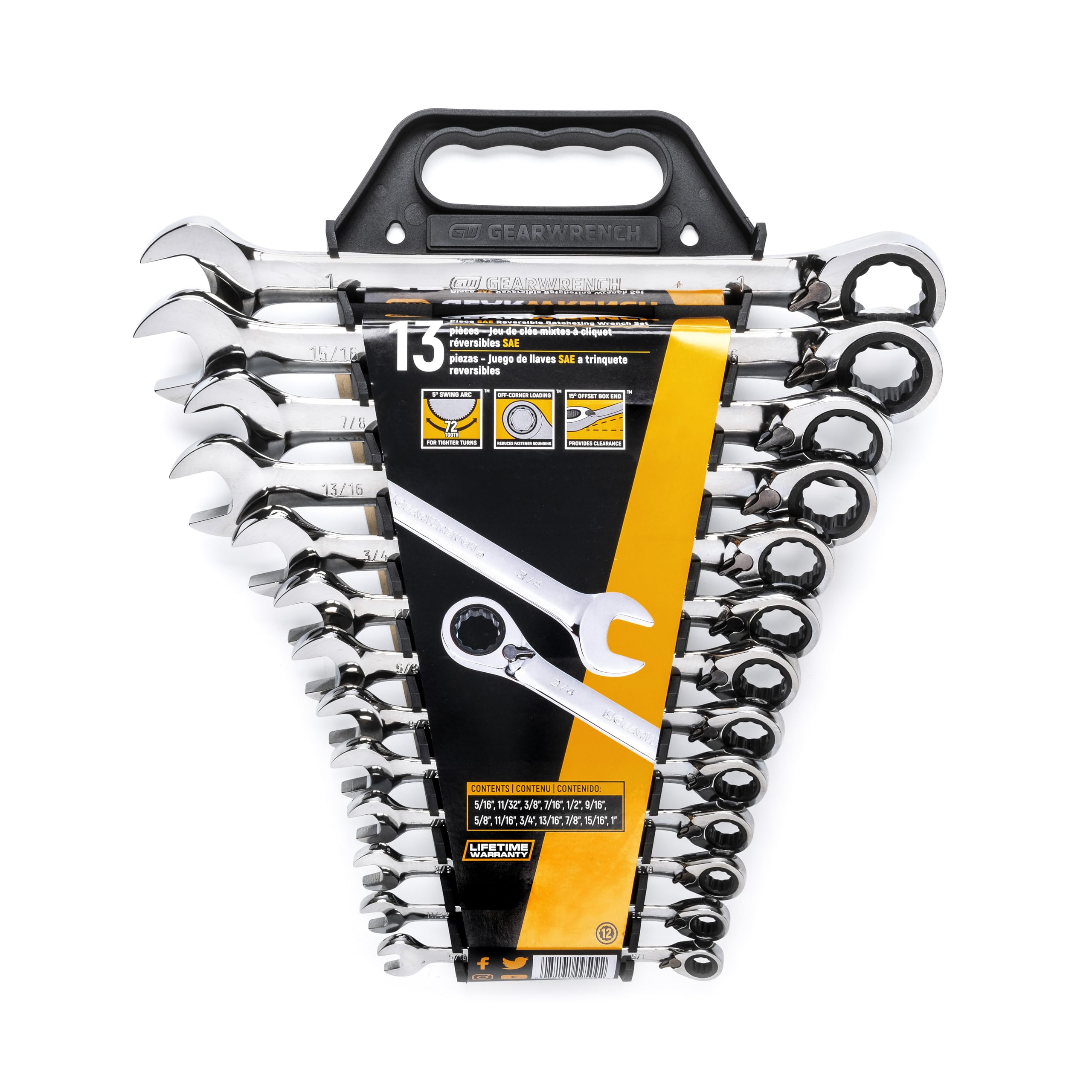 gearwrench-9509n-13-pc-12-point-reversible-ratcheting-combination-wrench-set-sae image 5