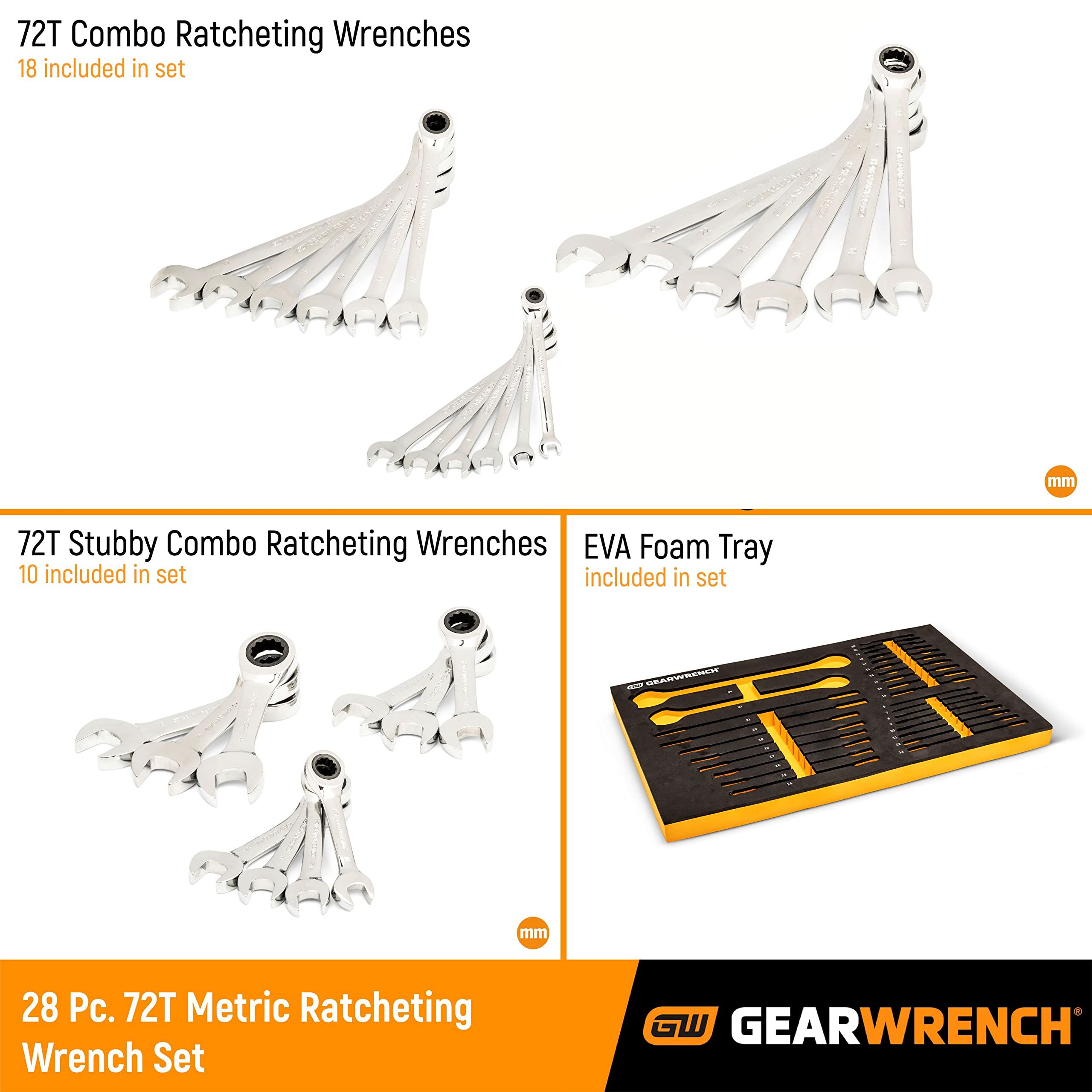 gearwrench-86527-28-piece-72t-metric-standard-stubby-ratcheting-wrench-set-with- image 2