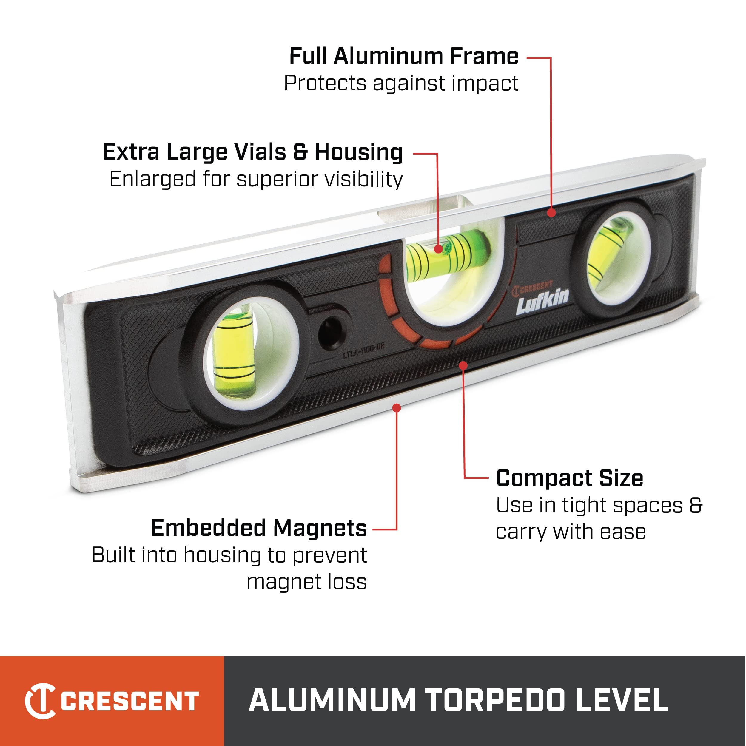 crescent-lufkin-ltla1100-02-9-inch-aluminum-torpedo-level-with-rare-earth-magnet image 3