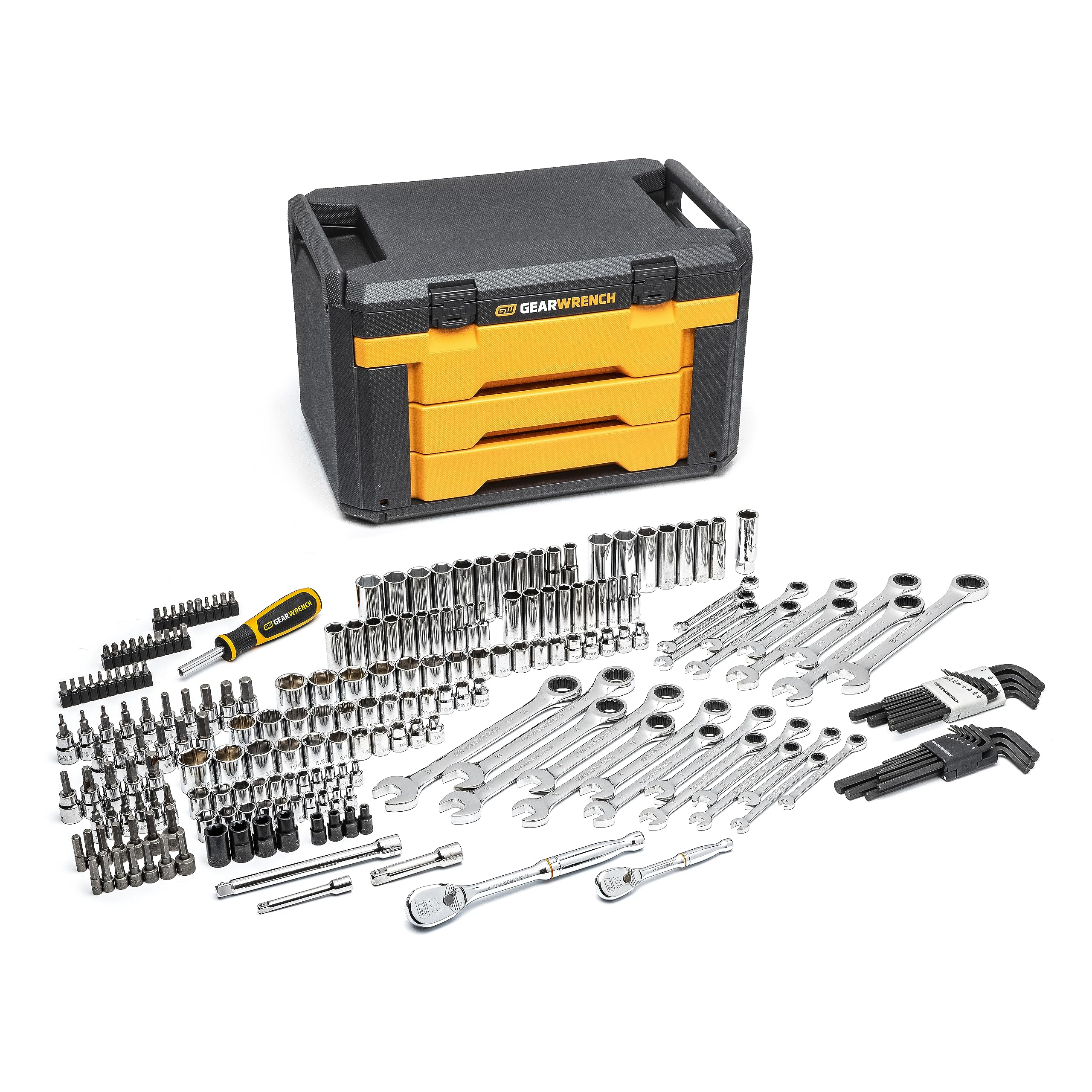 gearwrench-80966-243-pc-6-pt-mechanics-tool-set-1-4-3-8-1-2-drive-in-3-drawer-st image 4