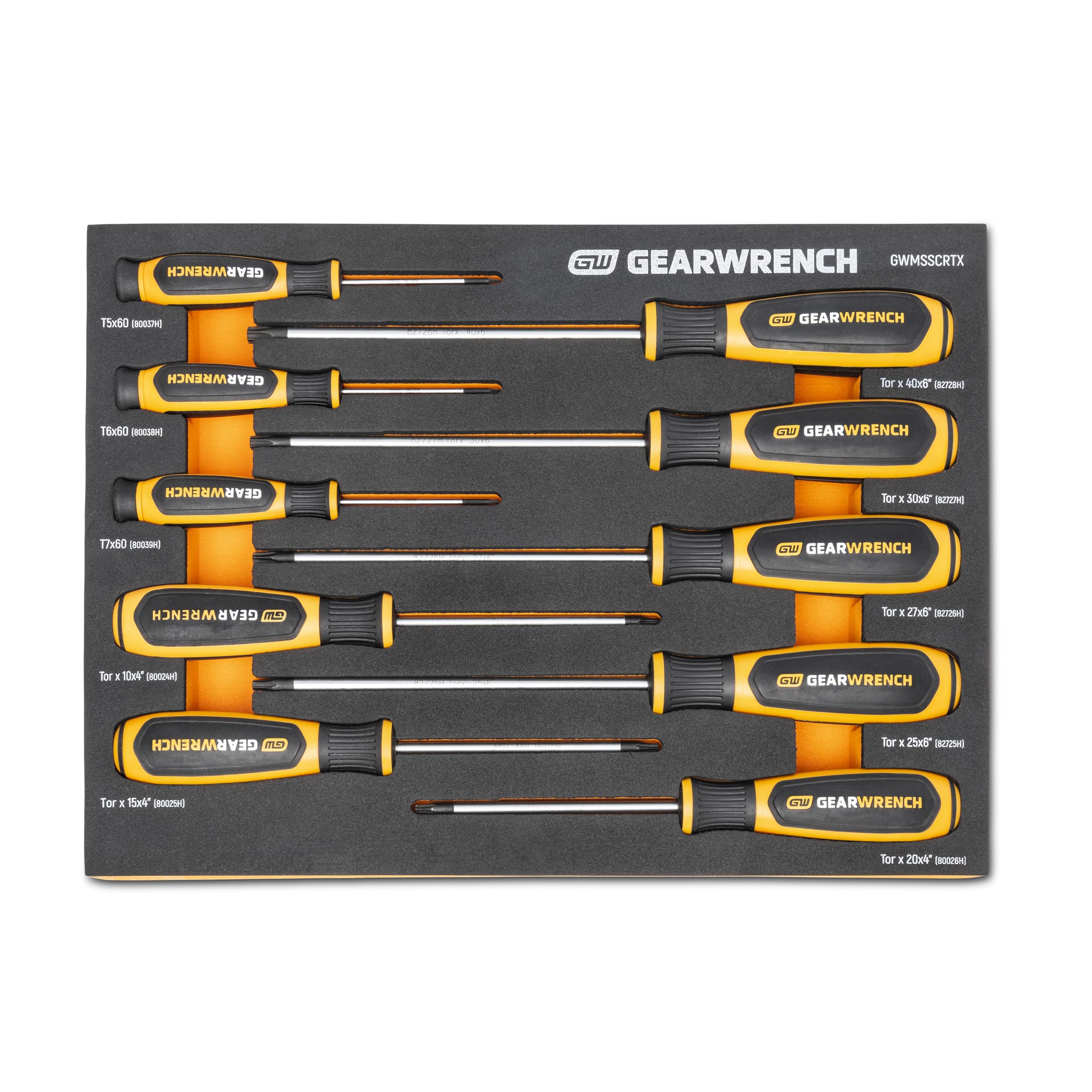gearwrench-gwmsscrtx-10-piece-torx-dual-material-screwdriver-set-with-foam-stora image 1